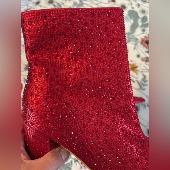 Red BLING Rhinestone Ankle Boots - Picture 7 of 11